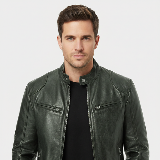Men’s Faux Leather Biker Jacket | Zip